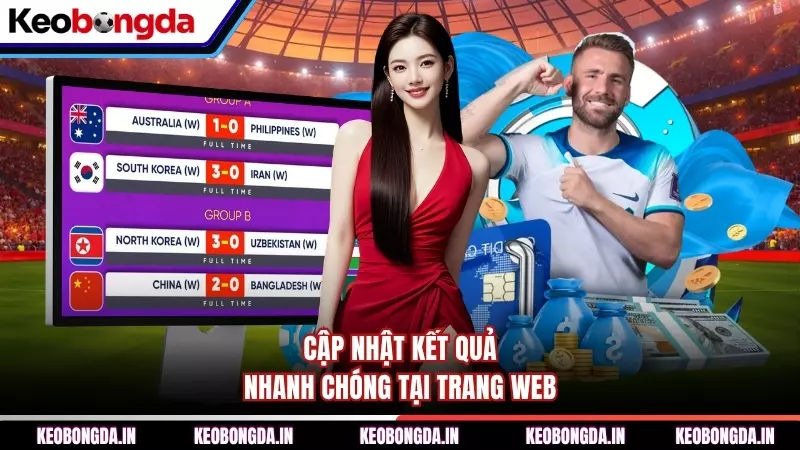 Cập nhật kết quả nhanh chóng tại trang web