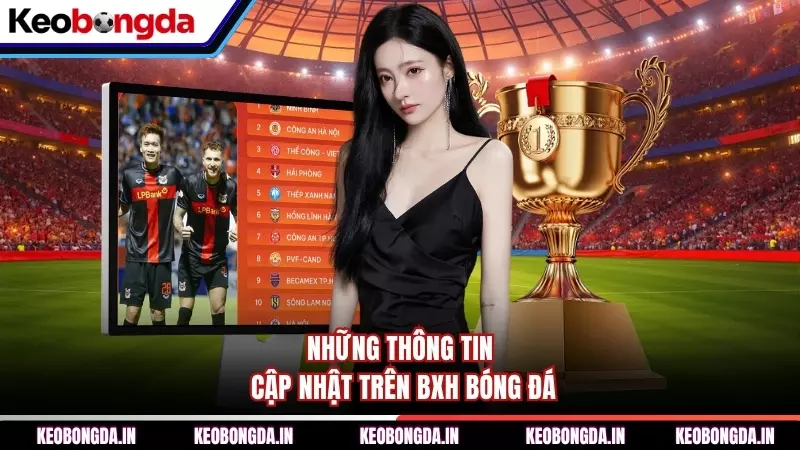 Những thông tin cập nhật trên BXH bóng đá